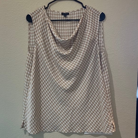 Talbots Tops - Talbots Beige Houndstooth Sleeveless Blouse